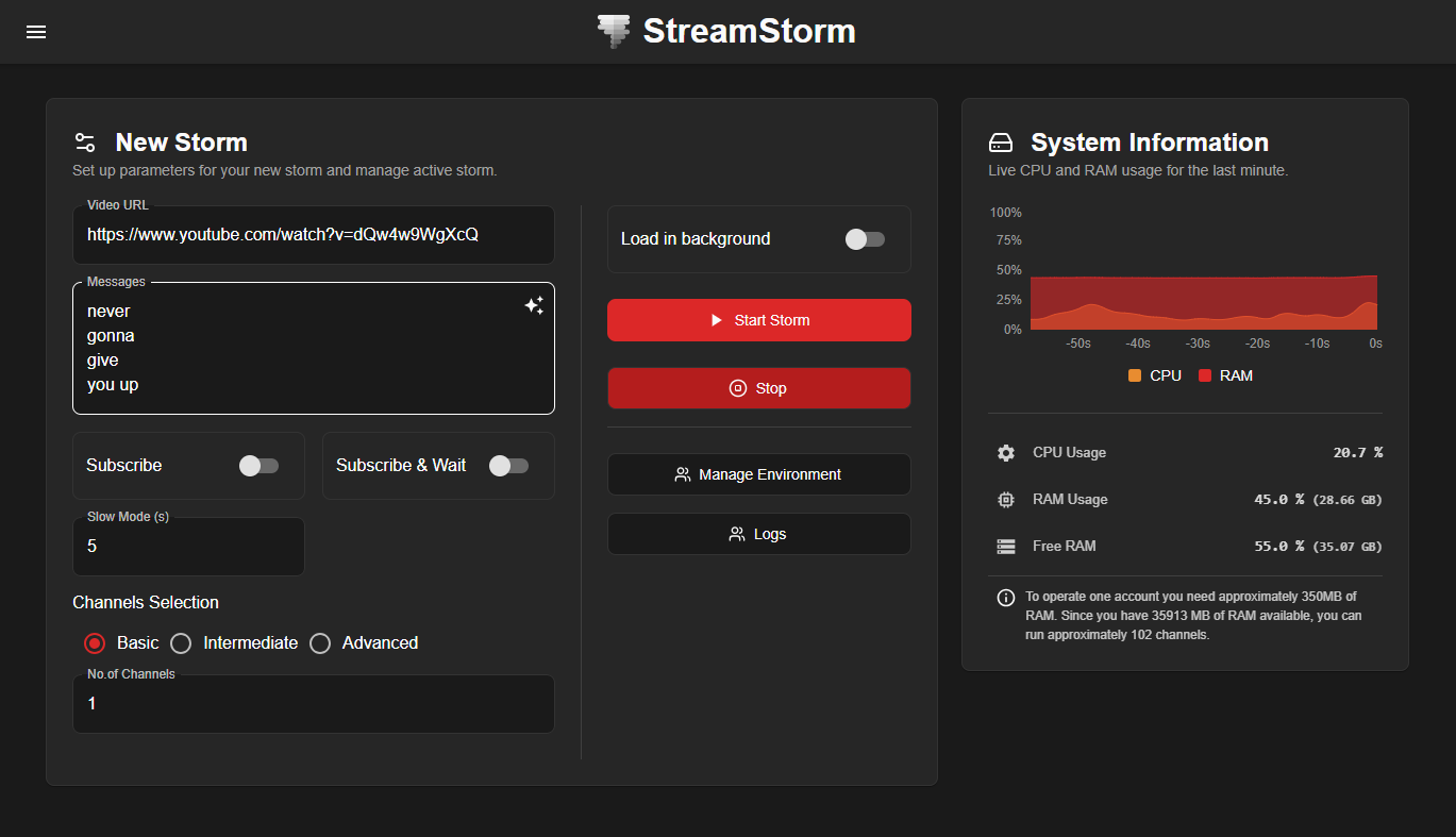 StreamStorm UI